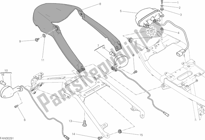 All parts for the Taillight of the Ducati Scrambler Sixty2 Thailand 400 2018